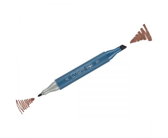 Маркер двусторонний для скетчинга Гамма "Студия", серый теплый, корпус трехгранный, пулевид./клиновид. наконечники 1204M0401