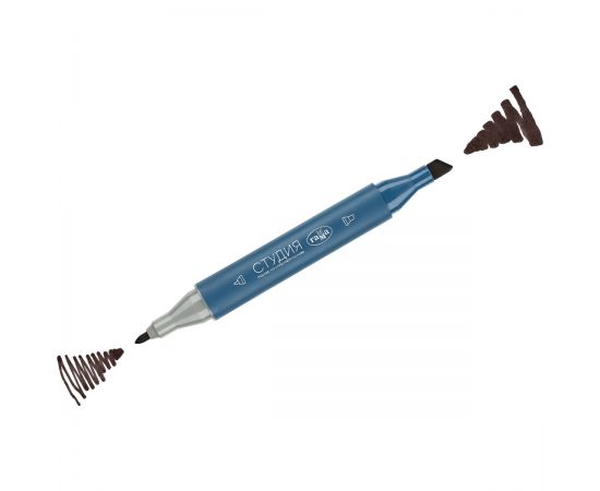 Маркер двусторонний для скетчинга Гамма "Студия", угольно-серый, корпус трехгранный, пулевид./клиновид. наконечники 1204M0405