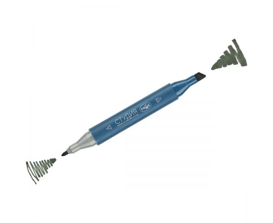 Маркер двусторонний для скетчинга Гамма "Студия", серо-зеленый, корпус трехгранный, пулевид./клиновид. наконечники 1204M0416