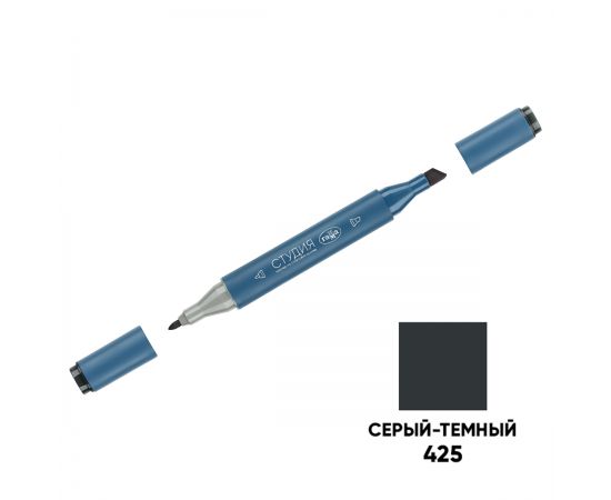 Маркер двусторонний для скетчинга Гамма "Студия", серый темный, корпус трехгранный, пулевид./клиновид. наконечники 1204M0425