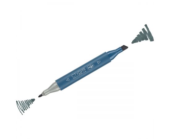 Маркер двусторонний для скетчинга Гамма "Студия", серо-голубой, корпус трехгранный, пулевид./клиновид. наконечники 1204M0444