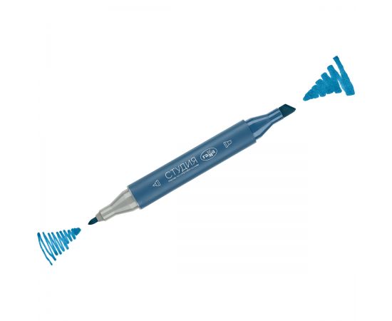 Маркер двусторонний для скетчинга Гамма "Студия", голубой, корпус трехгранный, пулевид./клиновид. наконечники 1204M0638