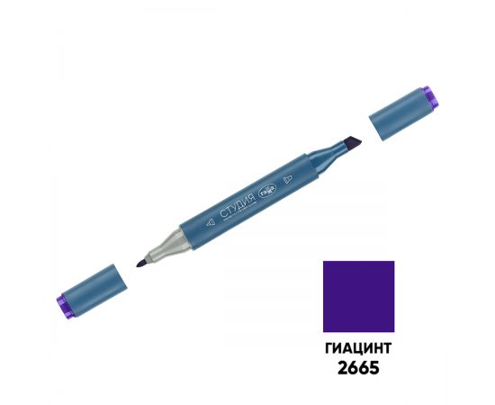 Маркер двусторонний для скетчинга Гамма "Студия", гиацинт, корпус трехгранный, пулевид./клиновид. наконечники 1204M2665