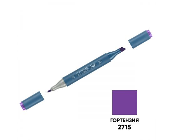 Маркер двусторонний для скетчинга Гамма "Студия", гортензия, корпус трехгранный, пулевид./клиновид. наконечники 1204M2715