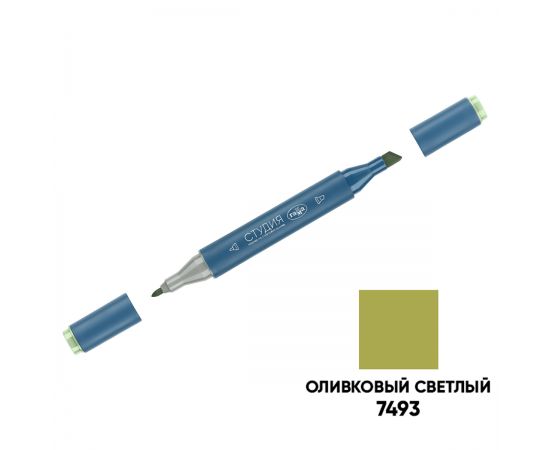 Маркер двусторонний для скетчинга Гамма "Студия", оливковый светлый, корпус трехгранный, пулевид./клиновид. наконечники 1204M7493