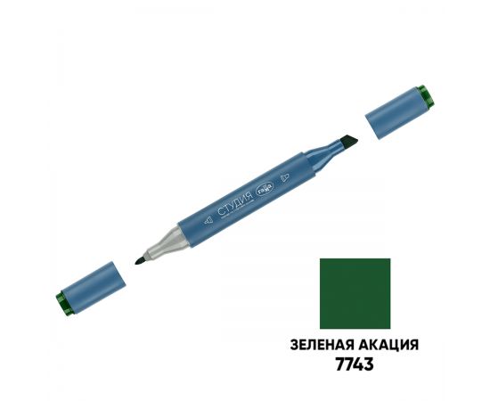 Маркер двусторонний для скетчинга Гамма "Студия", зеленая акация, корпус трехгранный, пулевид./клиновид. наконечники 1204M7743