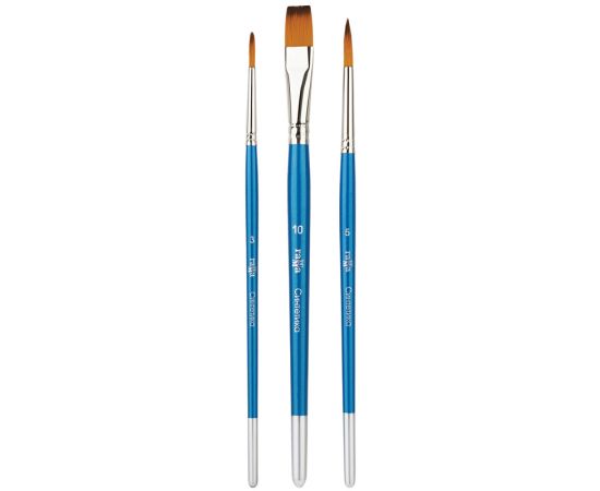 Набор кистей Гамма "Классические" 3шт., синтетика, круглые № 3, 5, плоская № 10, блистер, европодвес 280618.11.27