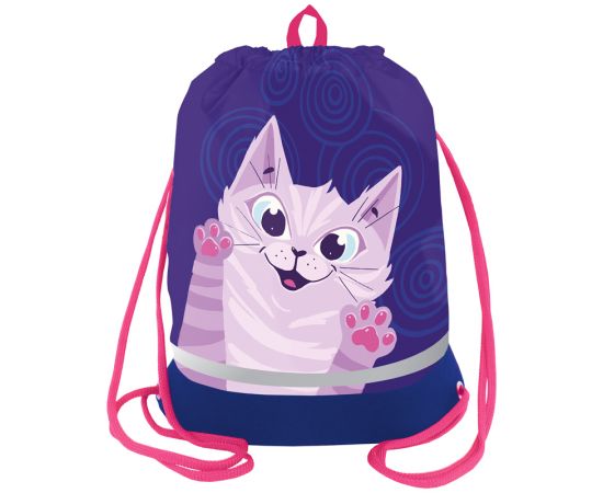 Мешок для обуви 1 отделение Berlingo "Scary cat", 510*400мм, расшир. дно, светоотражающая лента, карман на молнии MS1002