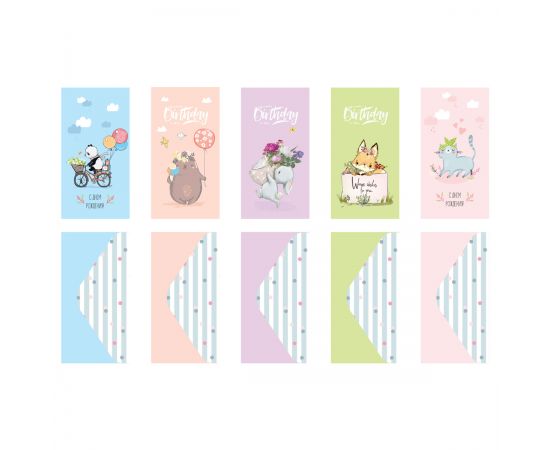 Конверт для денег MESHU "Happy wishes", 85*164мм, глянц. ламинация, 5 дизайнов MS_55113