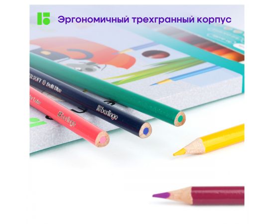 Карандаши цветные Berlingo "SuperSoft. Жил-был кот", 72цв., трехгран., заточен., картон, европодвес SS00572