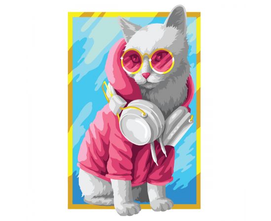 Картина по номерам на картоне ТРИ СОВЫ "Стильная кошка", 30*40, с акриловыми красками и кистями КК_53814