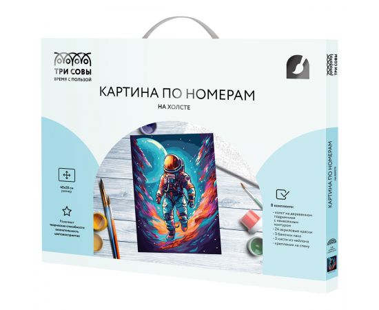 Картина по номерам на холсте ТРИ СОВЫ "В галактике", 40*50, с акриловыми красками и кистями КХ4050_53923