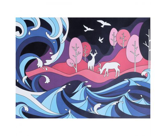 Картина цветным песком ТРИ СОВЫ "Таинственный лес", картонный пакет с европодвесом ФП_47867