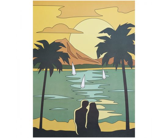 Картина цветным песком ТРИ СОВЫ "Романтический закат", картонный пакет с европодвесом ФП_47868