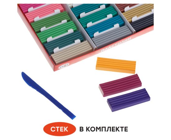 Пластилин Гамма "Мультики", 30 цветов, 600г, со стеком, картон. упаковка 210119_04