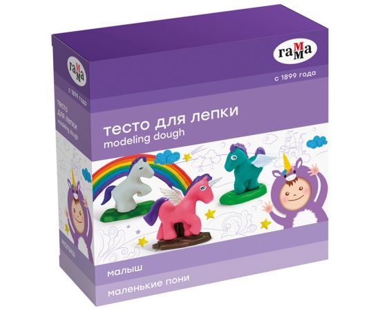 Тесто для лепки Гамма "Малыш. Маленькие пони", 04 цвета, 240г, набор с аксессуарами 0509204