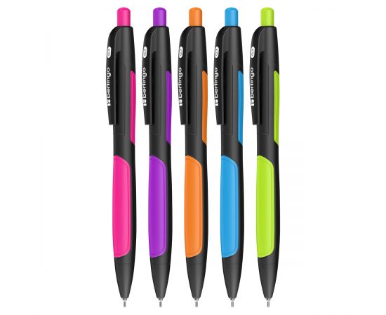 Ручка шариковая автоматическая Berlingo "Color Zone 2" синяя, 0,7мм, корпус ассорти CBm_70955