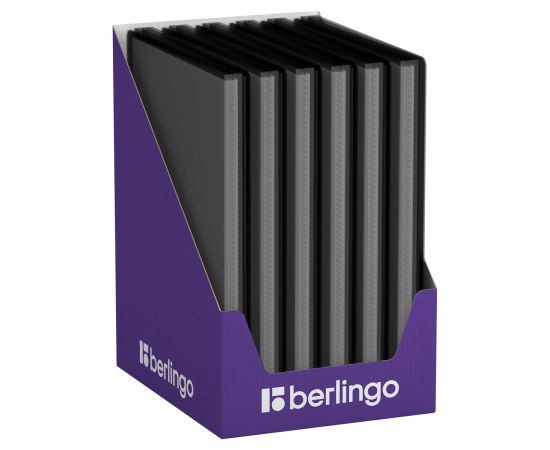 Папка с 20 вкладышами Berlingo "No Secret", 17мм, 700мкм, полупрозрачная черная, с внутр. карманом DB4_20993