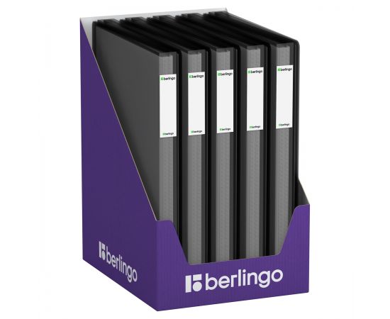 Папка с 40 вкладышами Berlingo "No Secret", 25мм, 700мкм, полупрозрачная черная, с внутр. карманом DB4_40993