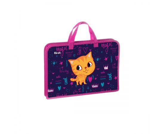 Папка с ручками 1 отделение, А4 Först "Funny cat", 340*245*40мм, пластик, на молнии FT-HB-400308