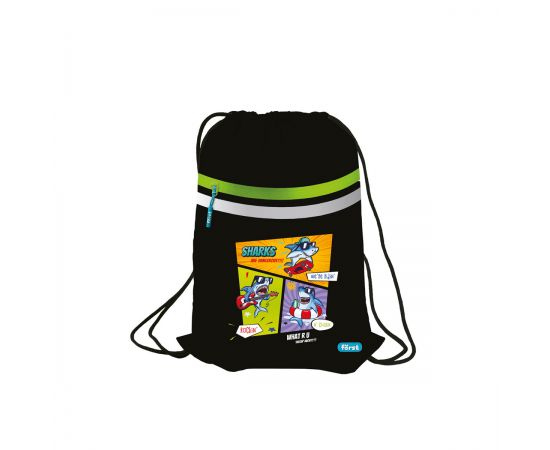 Мешок для обуви 1 отделение Först "Shark party", 350*460мм, вентиляционная сеточка, светоотражающая лента, карман на молнии FT-MS-020316