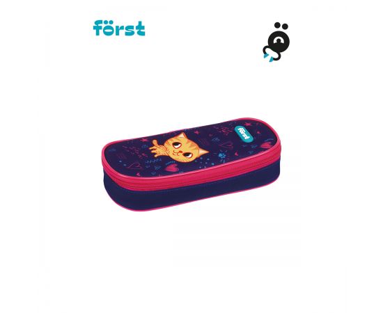 Пенал корпусный 1 отделение, 220*90*45 Först "Funny cat", полиэстер FT-PF-060302