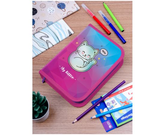 Пенал 1 отделение, 200*140*40 Berlingo "Kitty", полиэстер PK10002