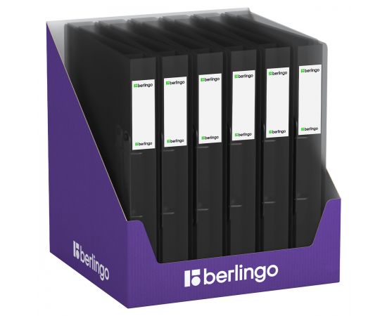 Папка на 2 кольцах Berlingo "No Secret", 40мм, 700мкм, полупрозрачная черная, D-кольца, с внутр. карманом RB4_24993