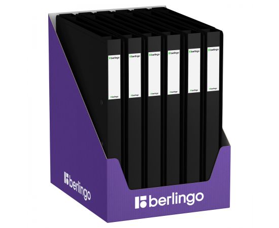 Папка на 2 кольцах Berlingo "Soft Touch", 24мм, 700мкм, черная, D-кольца, с внутр. карманом RB4_2D980