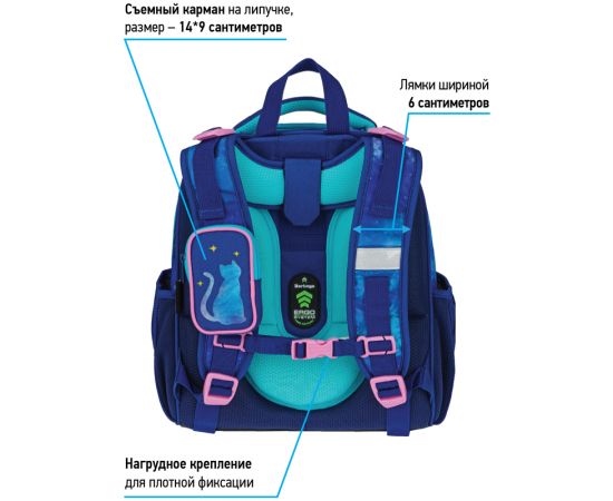 Ранец Berlingo Expert "Galactic cats" 37*28*16см, 2 отделения, 2 кармана, анатомическая спинка RU07101