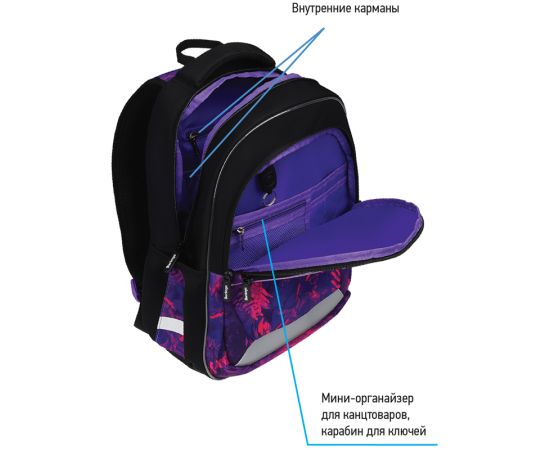 Рюкзак Berlingo Bliss "Flora neon" 40*29*19см, 3 отделения, 2 кармана, анатомическая ЭВА спинка RU08051