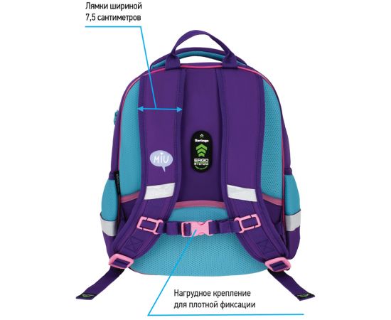 Рюкзак Berlingo Kids "Positive" 36*27*12см, 1 отделение, 2 кармана, эргономичная спинка, LED кант RU08082