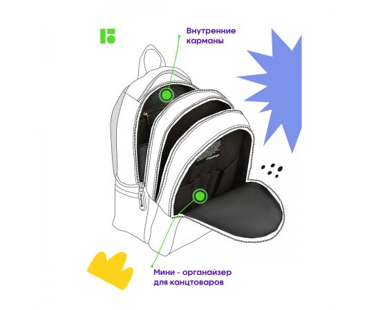 Рюкзак Berlingo inStyle "Cats pattern" 41*27*20см, 3 отделения, 2 кармана, эргономичная спинка RU09101