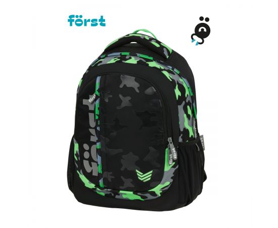 Рюкзак Först F-Trend "Neon military" 40*29*18см, 2 отделения, 3 кармана, эргономичная спинка FT-RM-070103
