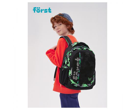Рюкзак Först F-Trend "Neon military" 40*29*18см, 2 отделения, 3 кармана, эргономичная спинка FT-RM-070103