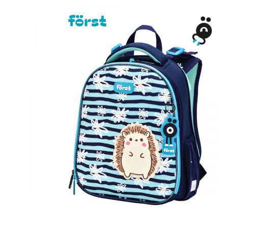 Ранец Först F-Top "Blue hedgehog" 36*28*15см, 2 отделения, 2 кармана, анатомическая спинка FT-RY-010503