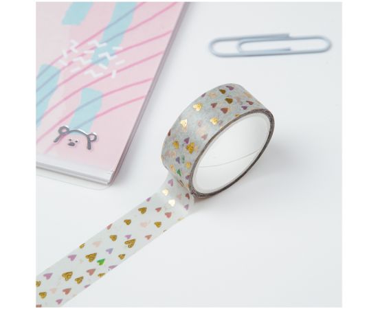 Клейкая лента декоративная MESHU "Small hearts", 1,5см*3м MS_36867