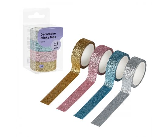 Набор клейких декоративных лент MESHU "Glitter", 4шт MS_52073