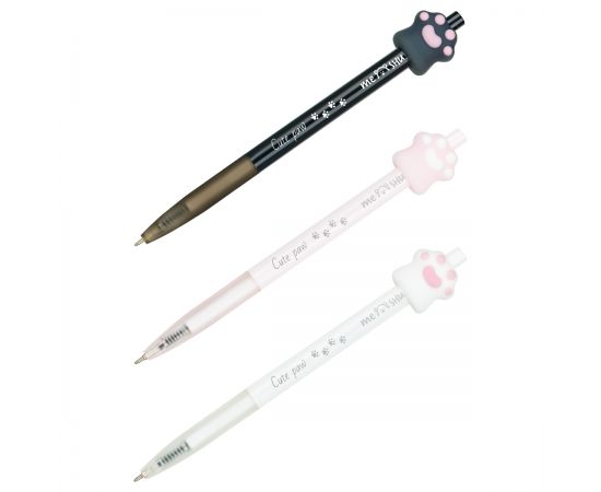 Ручка шариковая автоматическая MESHU "Nice paw" синяя, 0,7мм, корпус ассорти, с топпером MS_52364