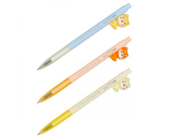 Ручка шариковая автоматическая MESHU "Cute dog" синяя, 0,7мм, корпус ассорти, с топпером MS_52368