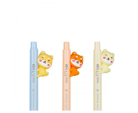 Ручка шариковая автоматическая MESHU "Cute dog" синяя, 0,7мм, корпус ассорти, с топпером MS_52368