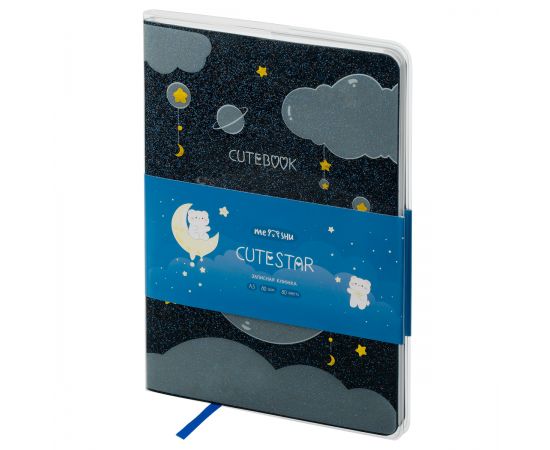 Записная книжка А5 80л., ЛАЙТ, кожзам, MESHU "Cutestar", съемная пластиковая обложка с дизайном, пантон, белила, блок в линию MS_53503