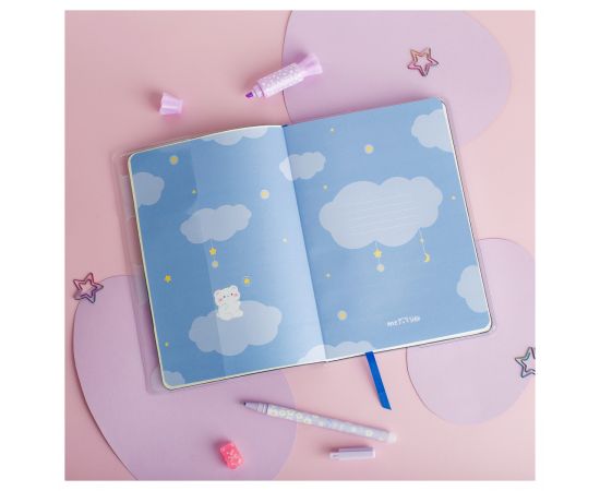 Записная книжка А5 80л., ЛАЙТ, кожзам, MESHU "Cutestar", съемная пластиковая обложка с дизайном, пантон, белила, блок в линию MS_53503