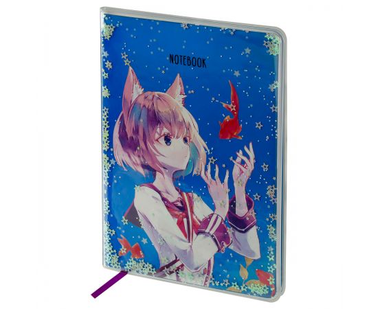 Записная книжка А5 80л., ЛАЙТ, кожзам, MESHU "Magic world", съемная пластиковая обложка, глиттер, голография, блок в линию MS_53507
