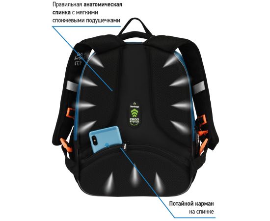 Ранец Berlingo Expert Mini "Beat" 36*27*14см, 2 отделения, 2 кармана, анатомическая спинка, мешок для обуви RU07138