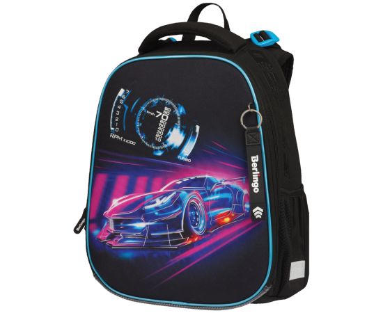 Ранец Berlingo Expert Max "Neon car" 37*28*16см, 2 отделения, анатомическая спинка, дождевик в комплекте RU07152