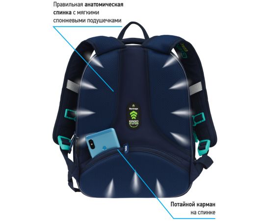 Ранец Berlingo Expert Mini "Gamer" 36*27*14см, 2 отделения, 2 кармана, анатомическая спинка, мешок для обуви RU07153