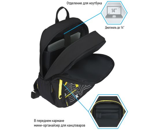 Рюкзак Berlingo Light "Cyber world" 39,5*28*16см, 2 отделения, 3 кармана, уплотненная спинка RU08022