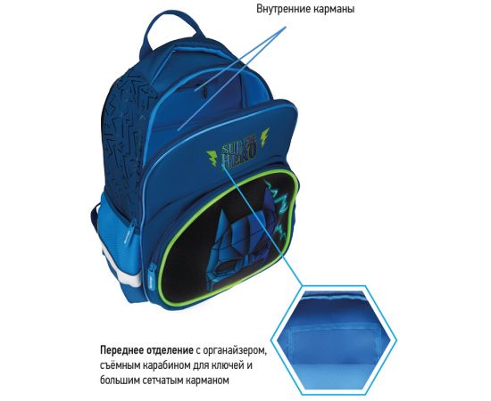 Рюкзак Berlingo Kids "Super hero" 36*27*12см, 1 отделение, 2 кармана, эргономичная спинка, LED кант RU08084