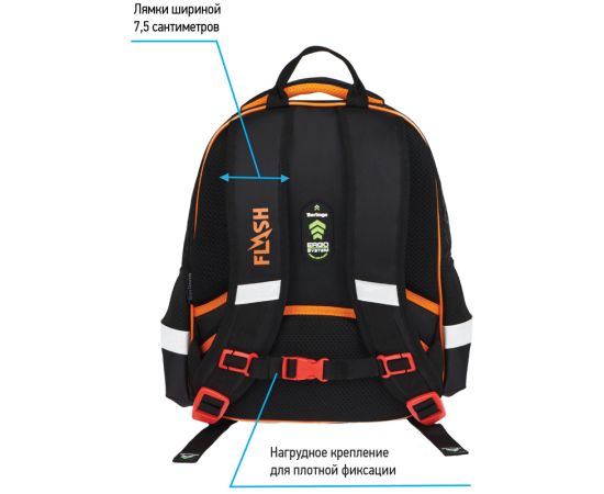 Рюкзак Berlingo Kids "Racing sport" 36*27*12см, 1 отделение, 2 кармана, эргономичная спинка, LED кант RU08085